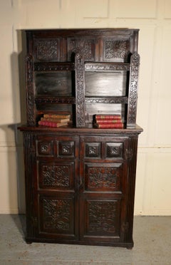 17th Century Antique Housekeepers Oak Bookshelf Cupboard