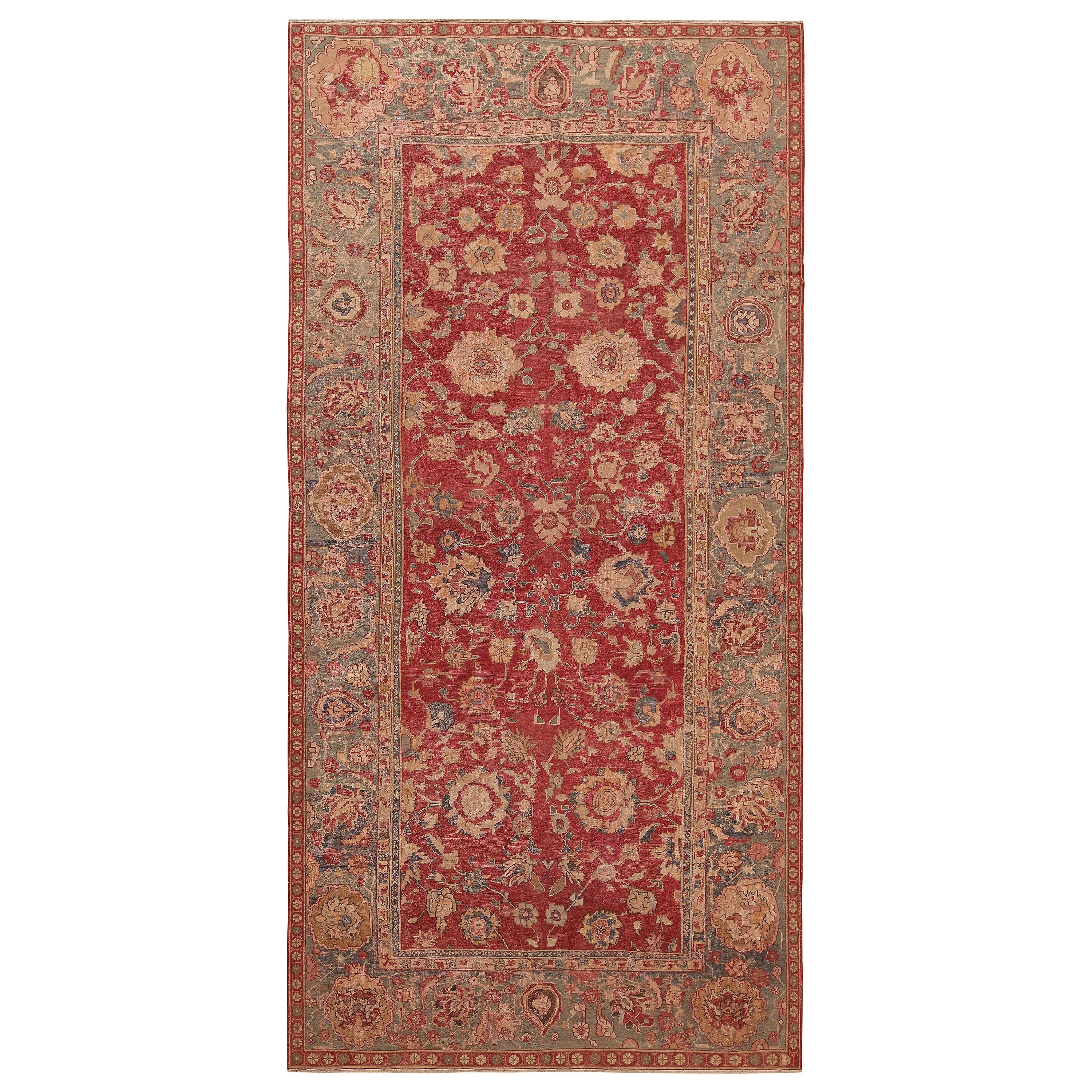 17th Century Antique Indian Mughal Rug 6 ft 7 in x 13 ft For Sale