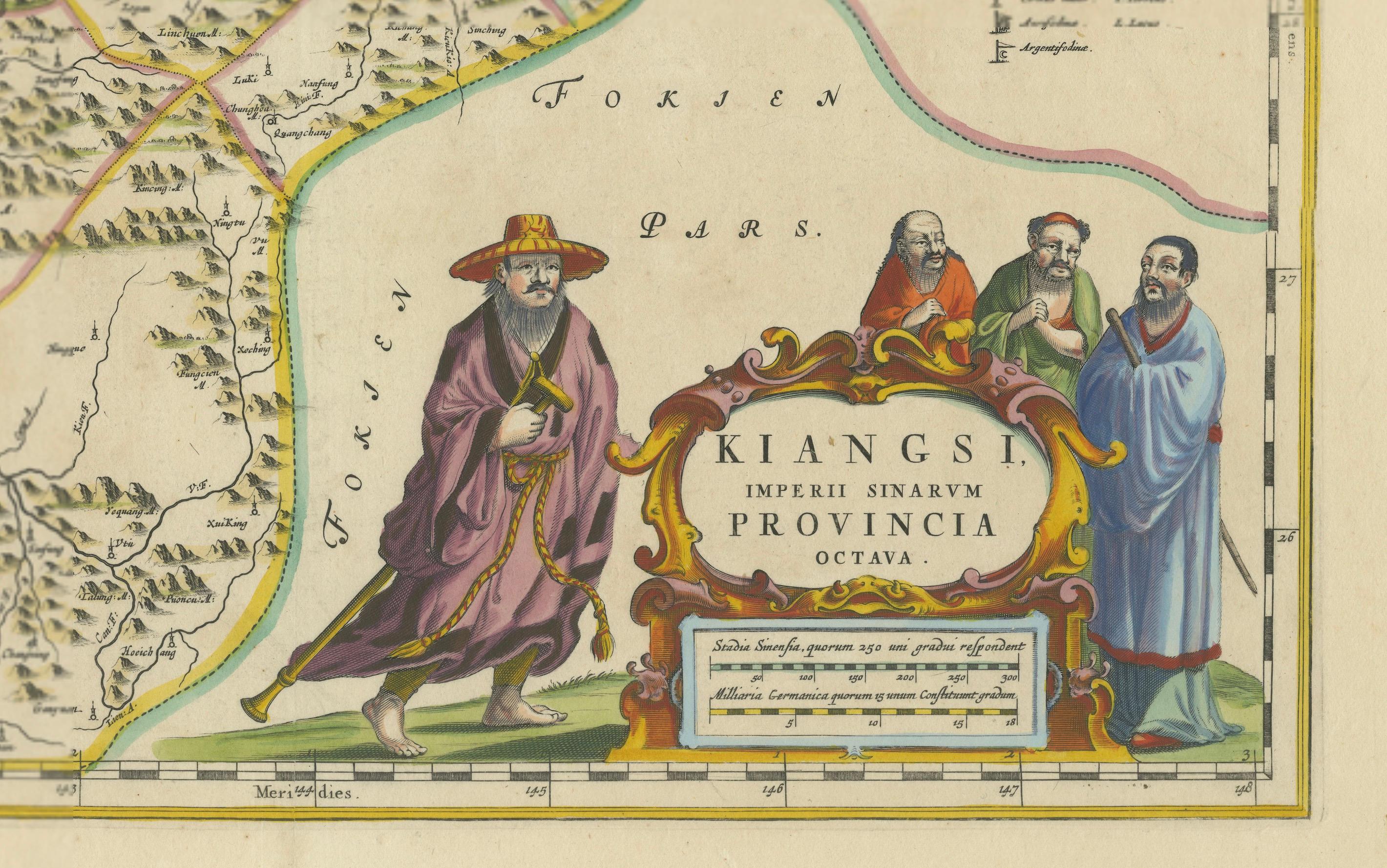 17th-Century Antique Map of Jiangxi (Kiangsi) Province, China – by Blaeu In Good Condition For Sale In Langweer, NL