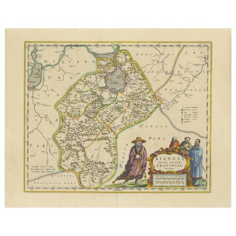 17th-Century Antique Map of Jiangxi (Kiangsi) Province, China – by Blaeu