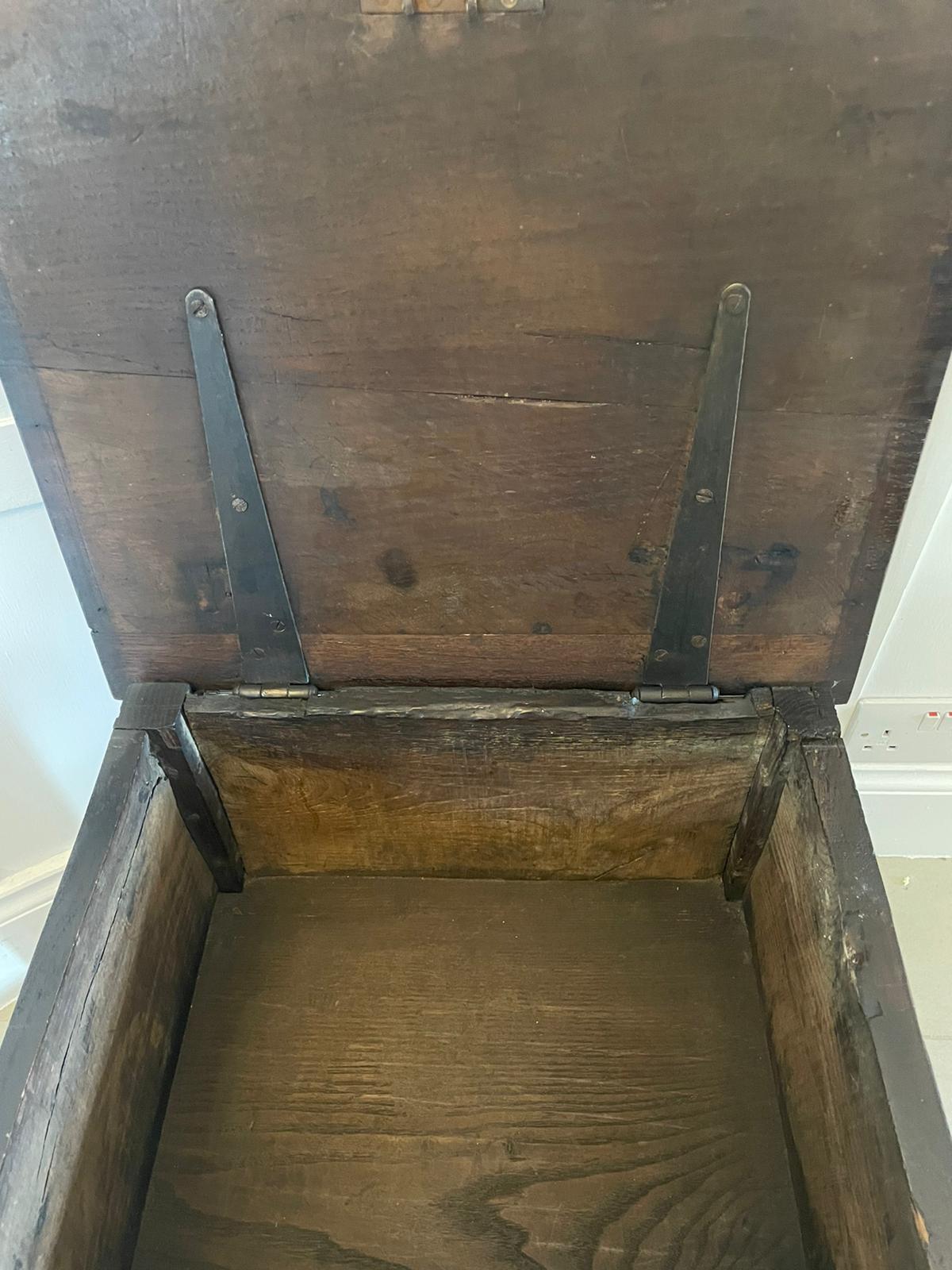17th Century Antique Oak Box Stool  In Good Condition In Suffolk, GB
