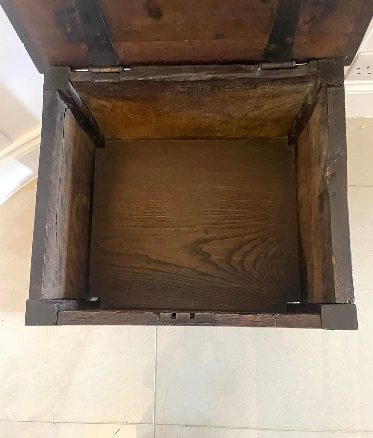 Mid-17th Century 17th Century Antique Oak Box Stool 