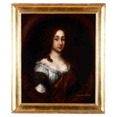 17th Century Antique Oil on Canvas Painting Portrait of the Countess of Buchan