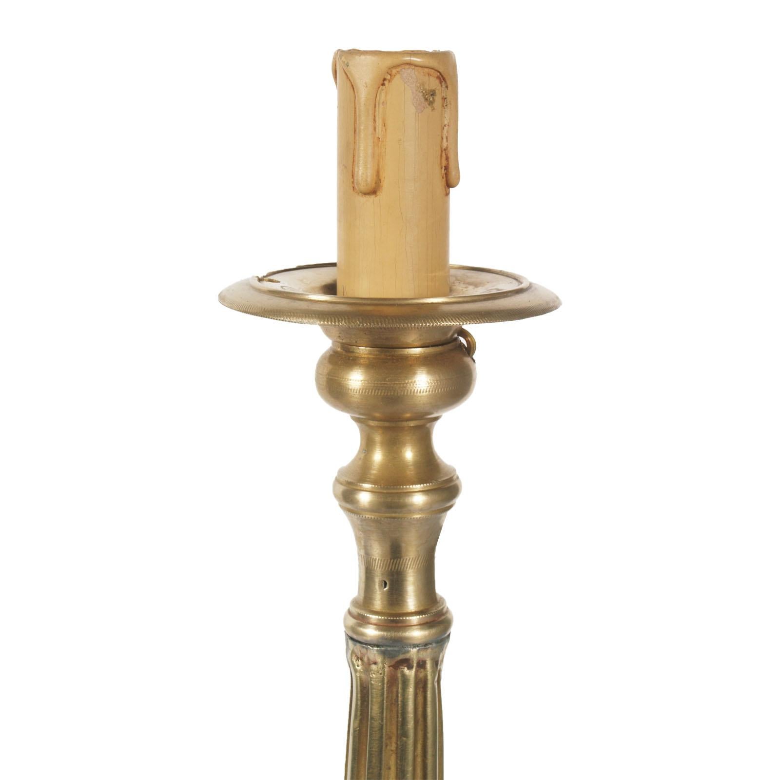 Baroque 17th Century Antique Original Lampholder Candelabrum in Gilt Bronze For Sale