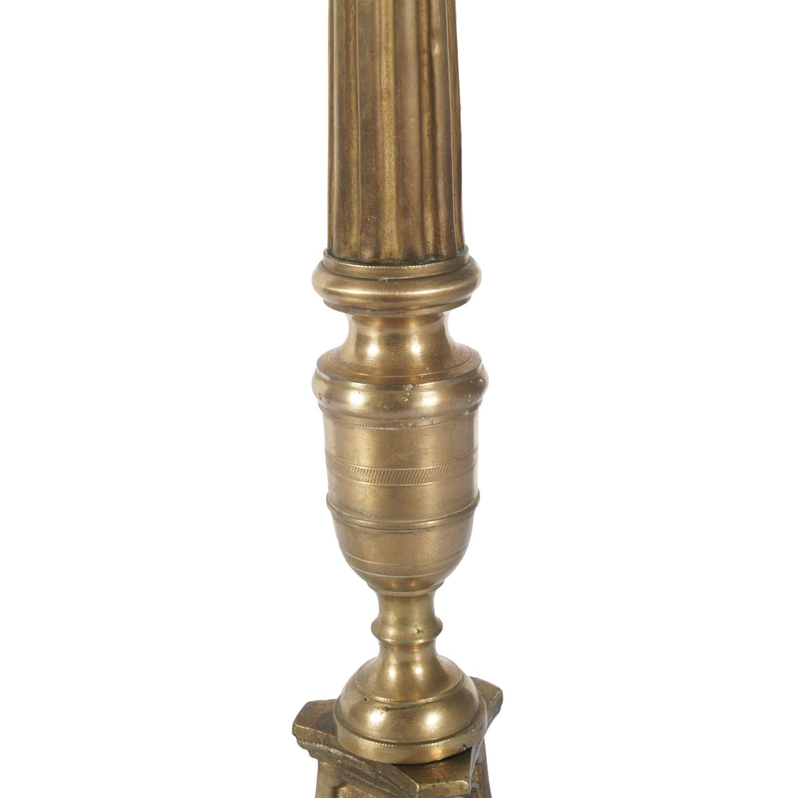 Italian 17th Century Antique Original Lampholder Candelabrum in Gilt Bronze For Sale