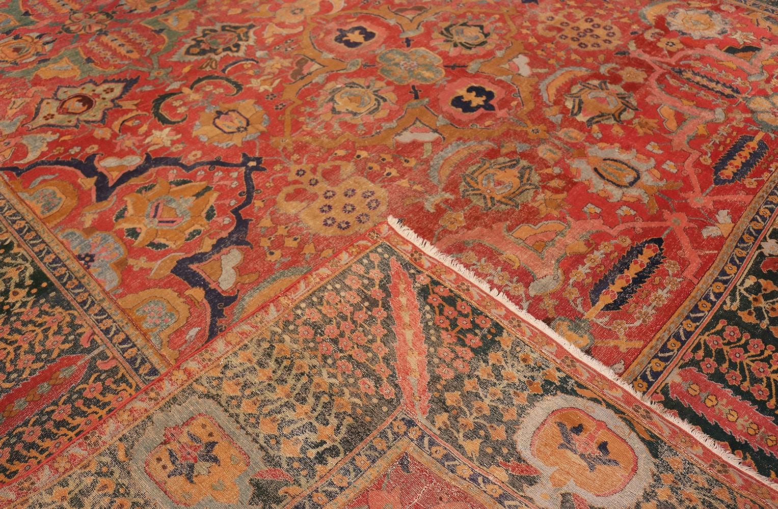 Baroque 17th Century Antique Persian Isfahan Rug. Size: 11 ft 10 in x 18 ft 1 in