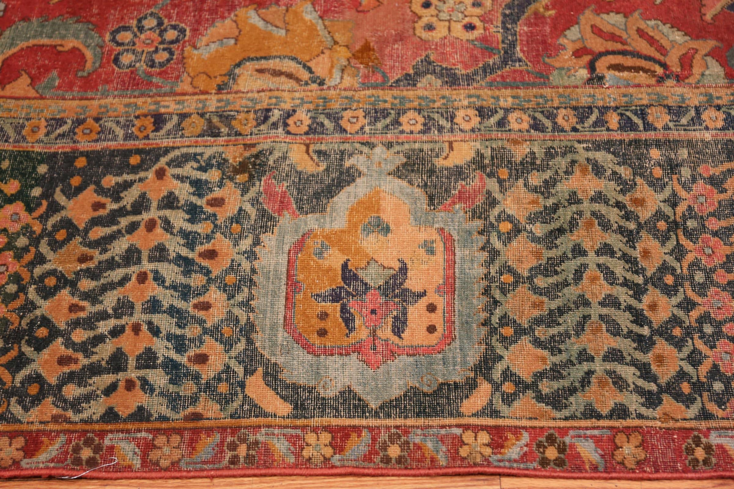 Hand-Knotted 17th Century Antique Persian Isfahan Rug. Size: 11 ft 10 in x 18 ft 1 in