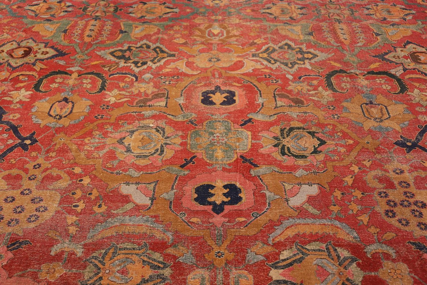 Wool 17th Century Antique Persian Isfahan Rug. Size: 11 ft 10 in x 18 ft 1 in