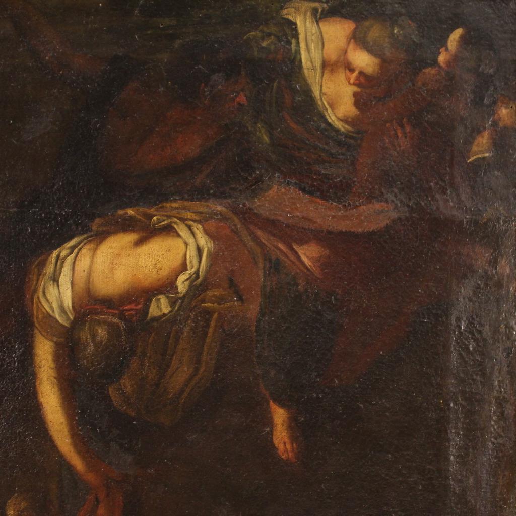 17th century Antique Religious Oil Painting The Massacre of the Innocents in vendita 4