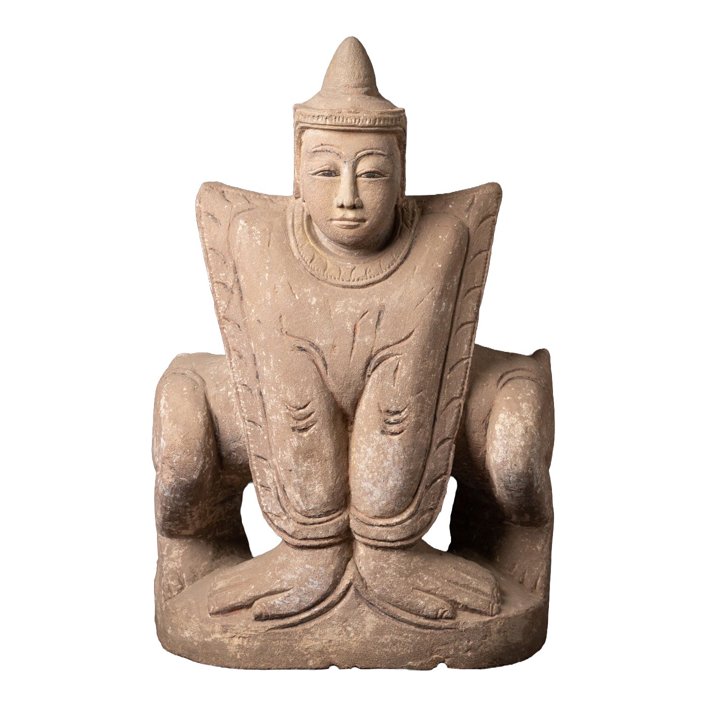 Statue antique birmane de NAT en grès, datant du XVIIe siècle, provenant de Birmanie en vente