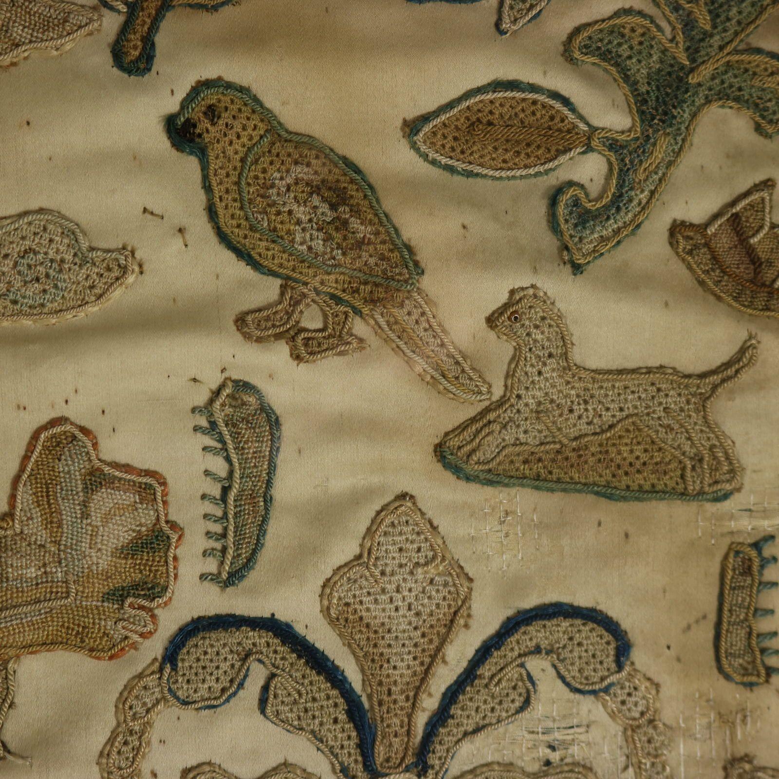 17th Century Antique Silkwork Applique Picture For Sale 7