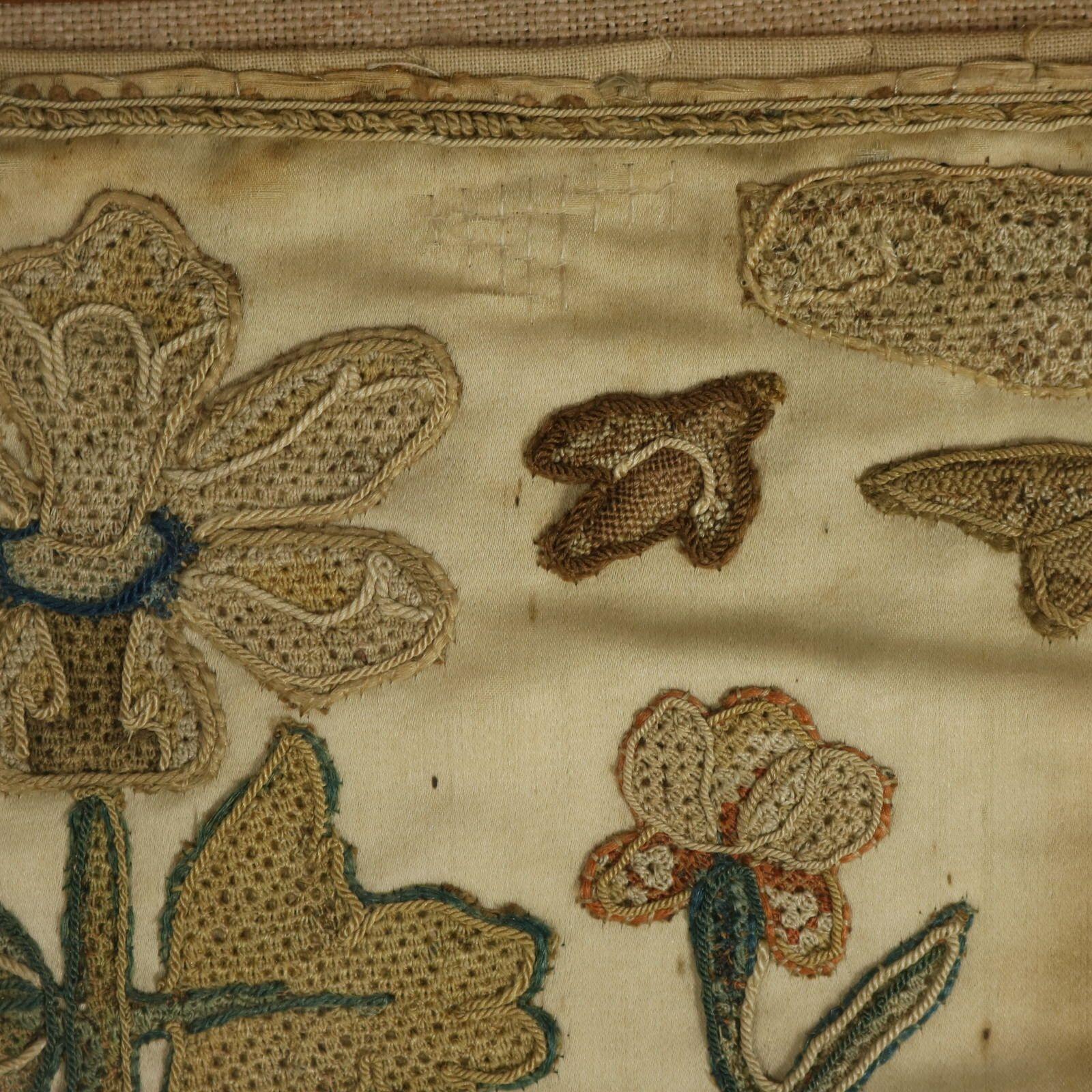 17th Century Antique Silkwork Applique Picture For Sale 13