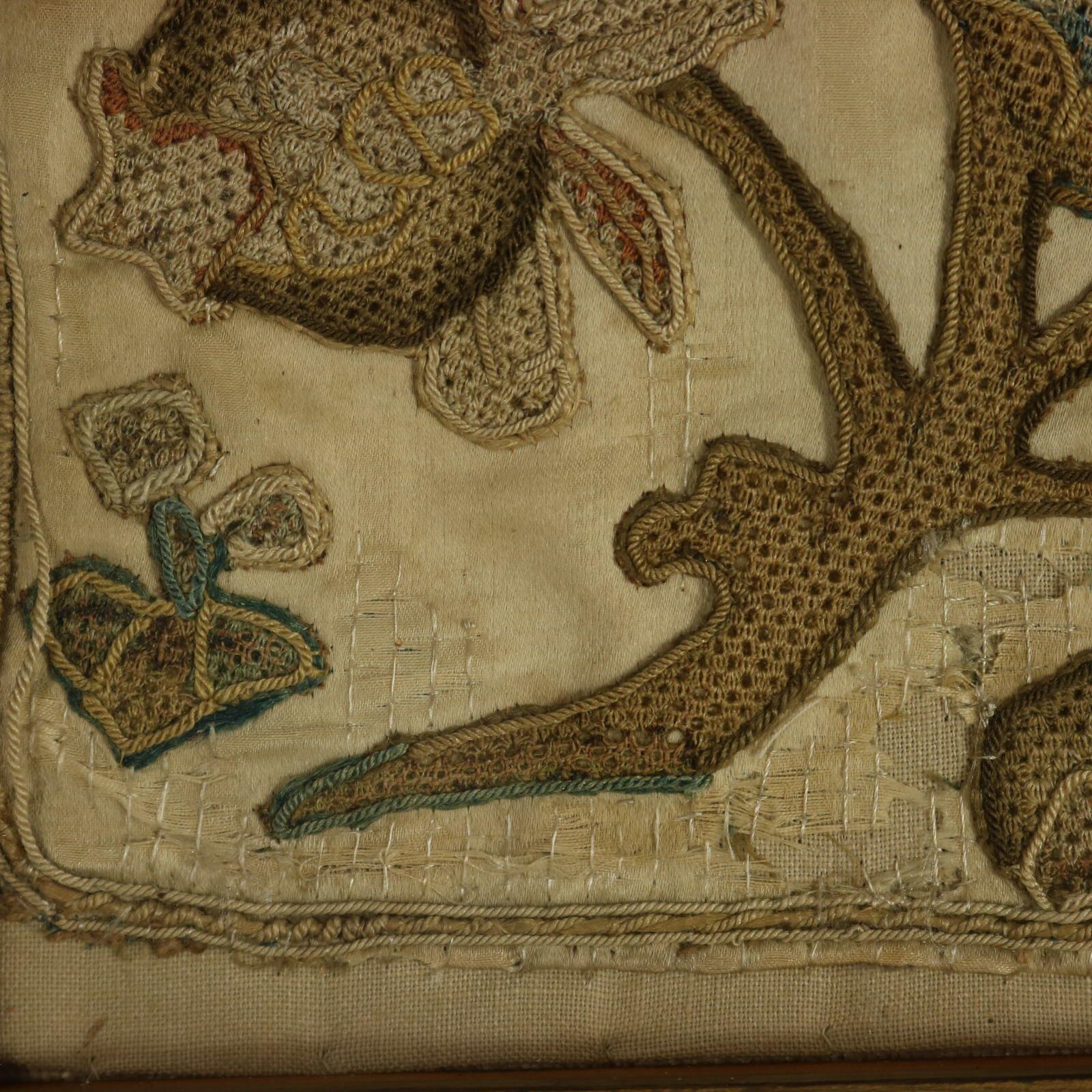 17th Century Antique Silkwork Applique Picture For Sale 14