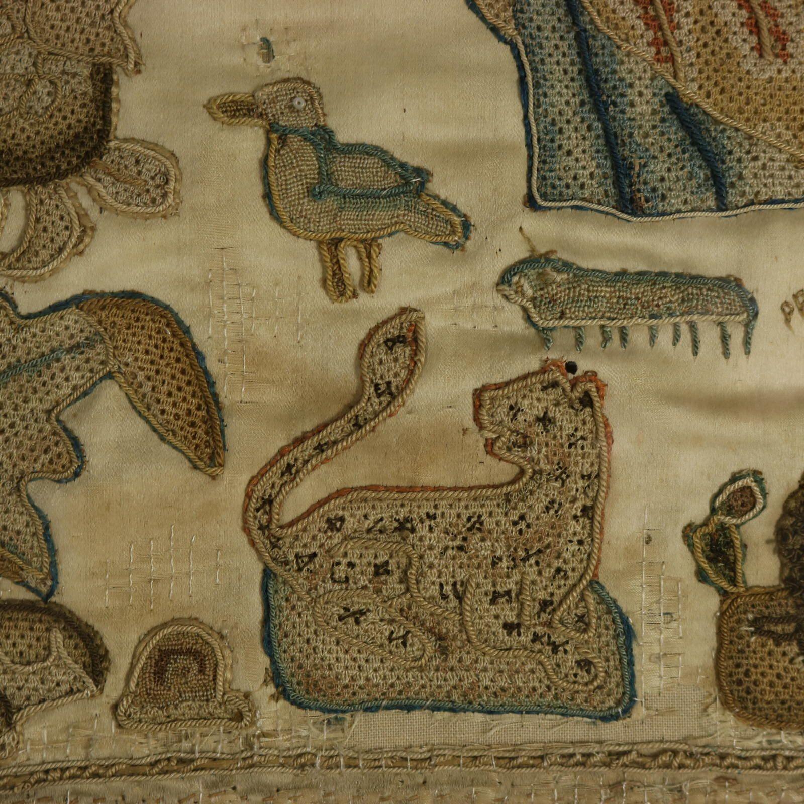 17th Century Antique Silkwork Applique Picture For Sale 15