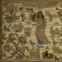 17th Century Antique Silkwork Applique Picture