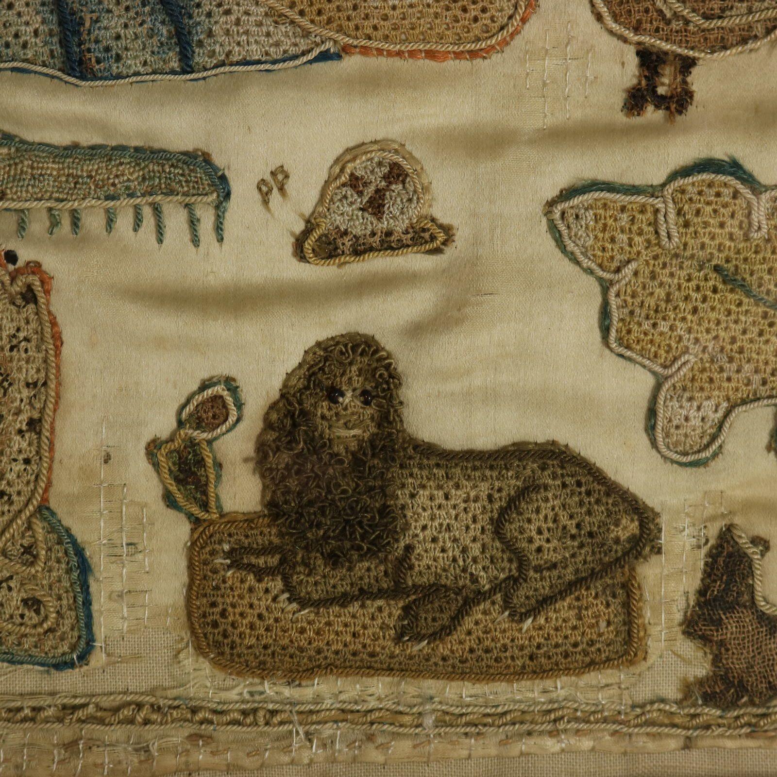 17th Century Antique Silkwork Applique Picture For Sale 2