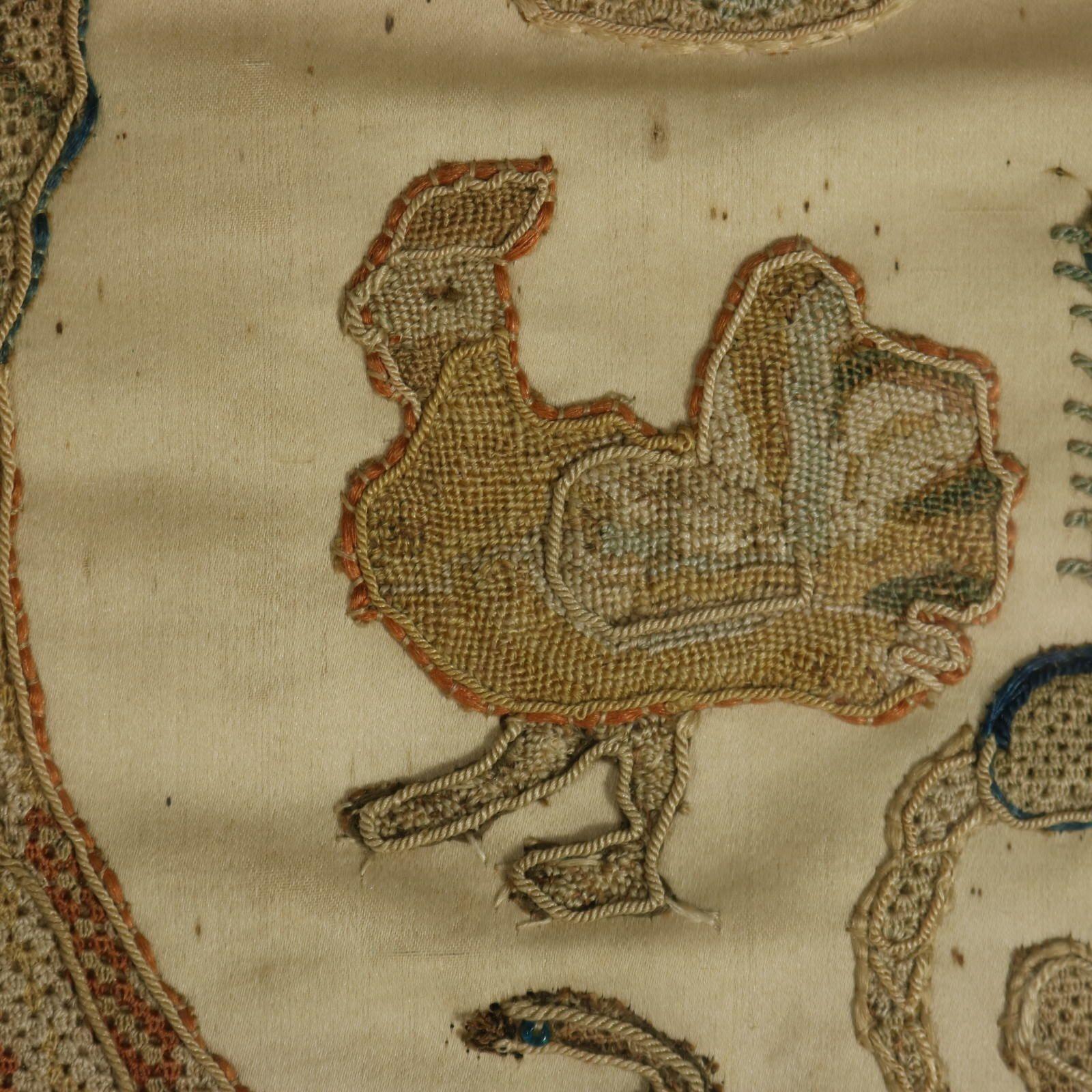 17th Century Antique Silkwork Applique Picture For Sale 3