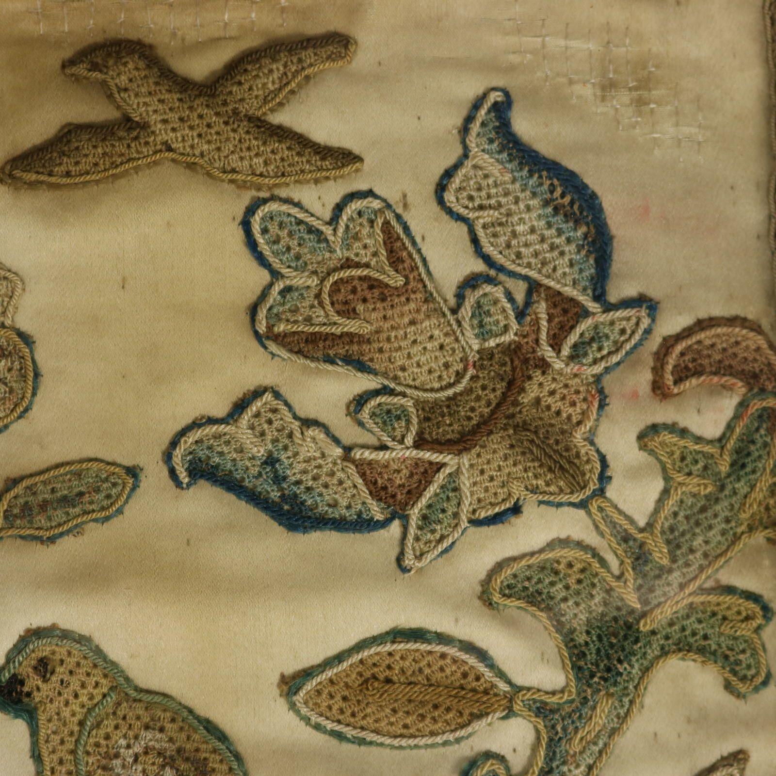 17th Century Antique Silkwork Applique Picture For Sale 4