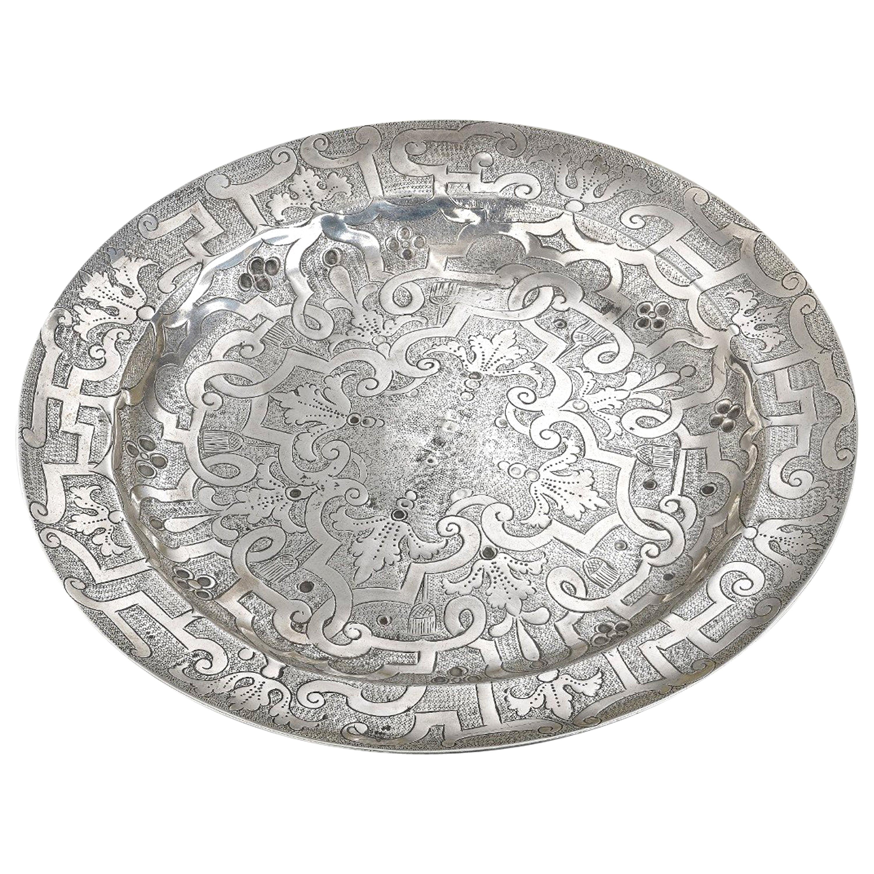 17th Century Antique Spanish Silver Plate For Sale