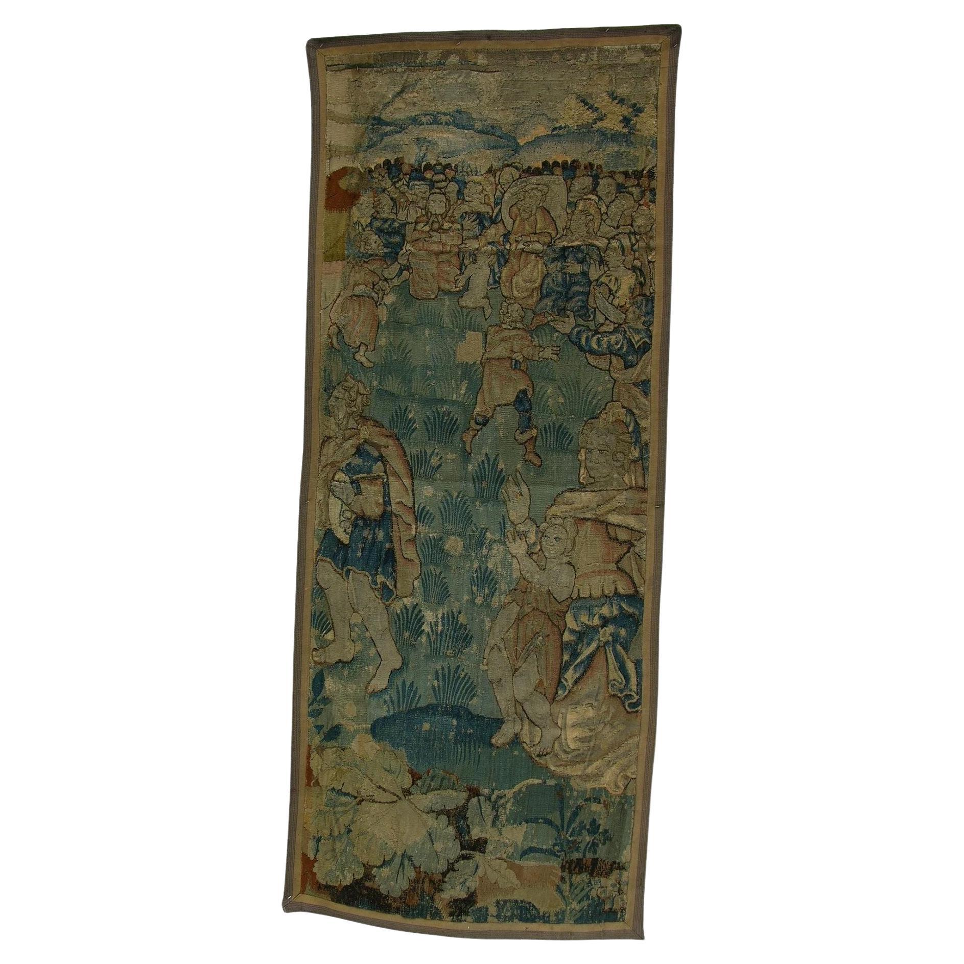 17th Century Antique Tapestry 7'9" X 3'2" For Sale