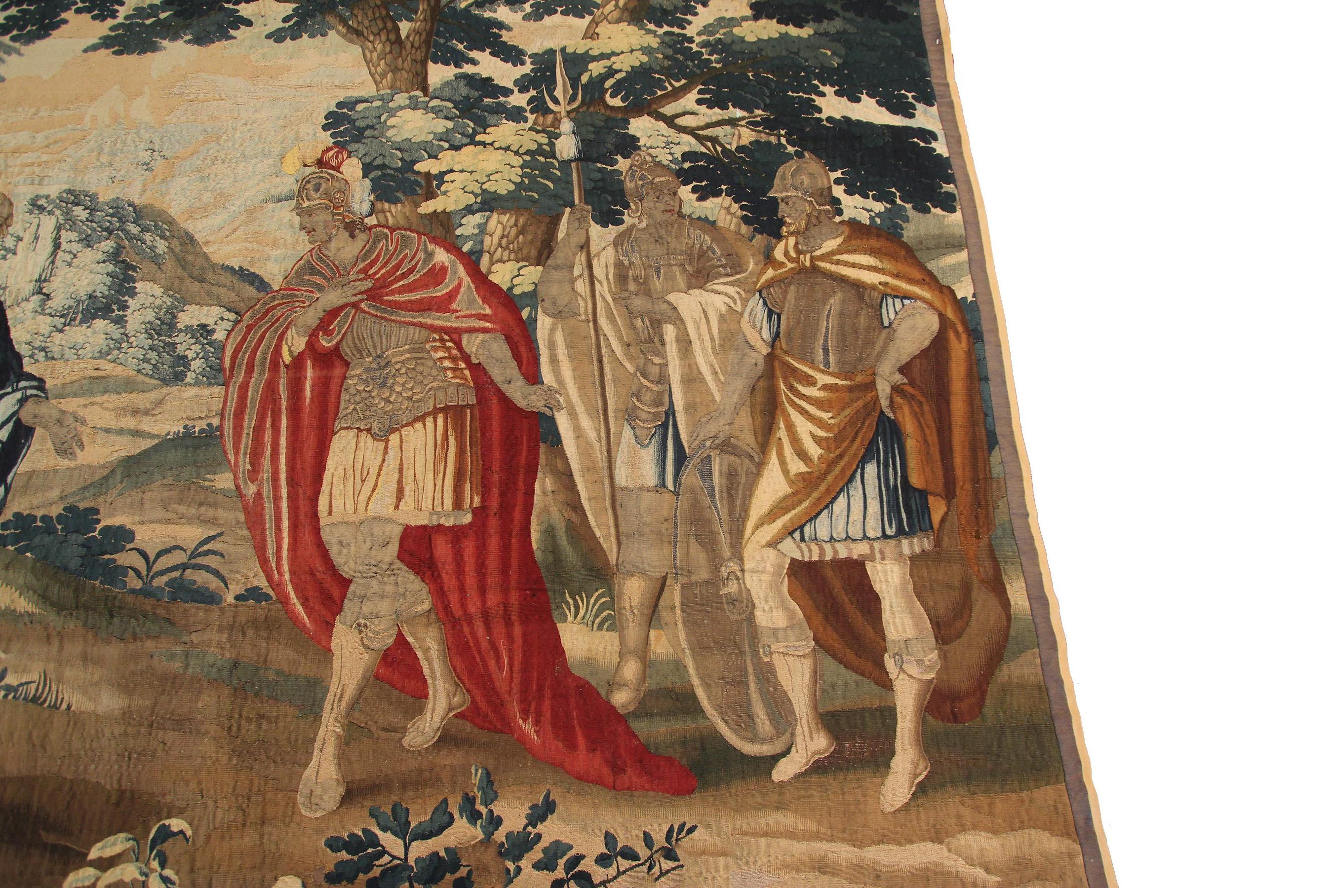 6x10 17th Century Antique Tapestry Large Antique French Tapestry Wool & Silk In Good Condition For Sale In New York, NY