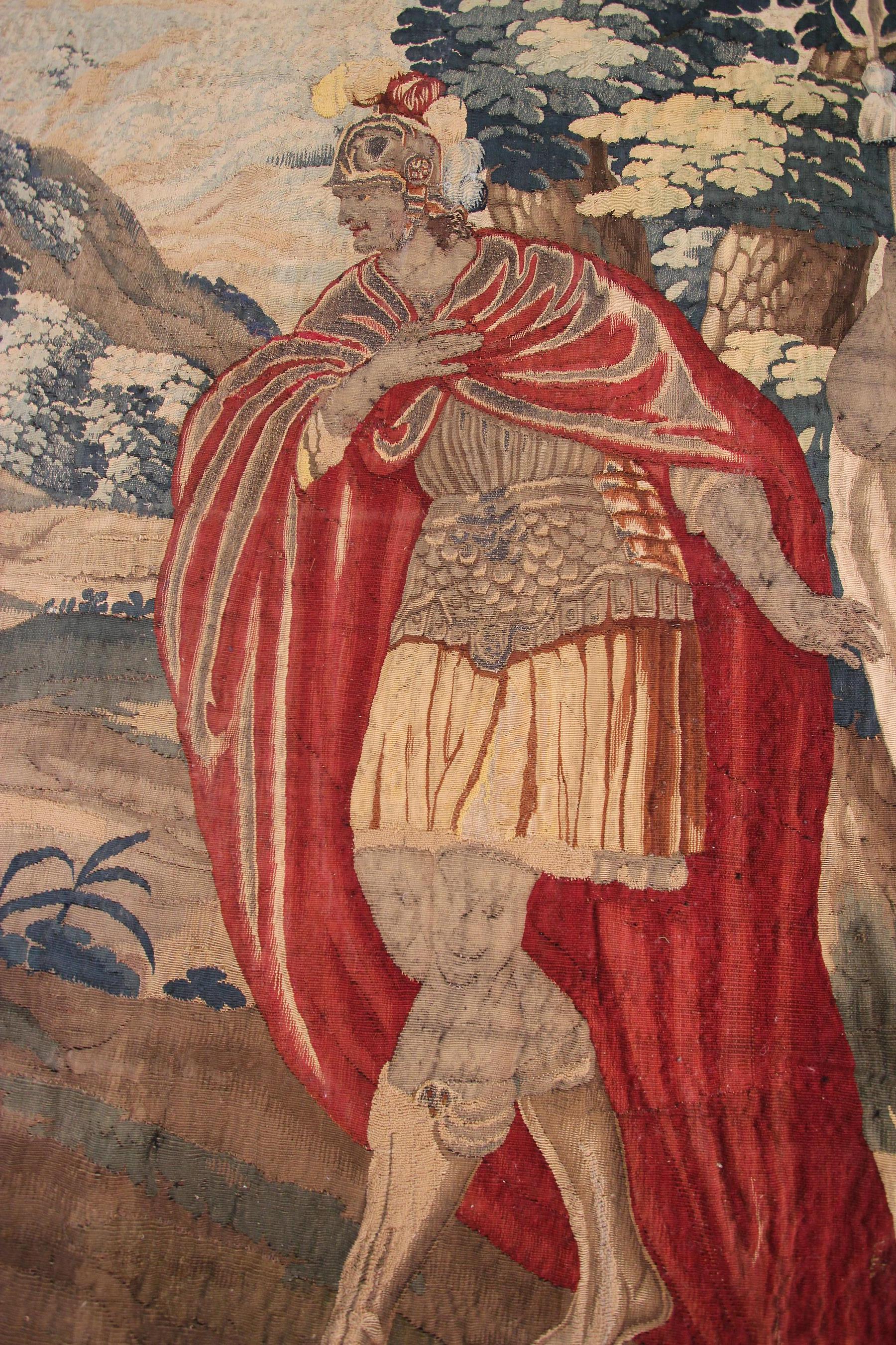 Laine 6x10 Tapisserie ancienne du 17ème siècle Grande tapisserie française ancienne en laine et soie en vente