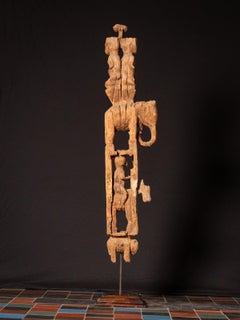 17th century Antique wooden Burmese Chin pole from Burma