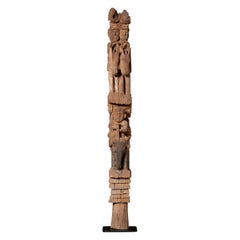 17th century Antique wooden Burmese Chin pole from Burma