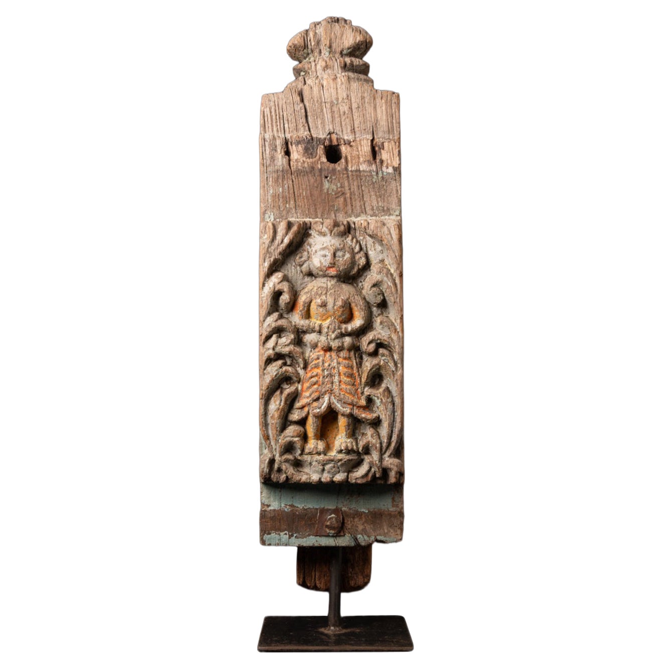 Pannello in legno antico del XVII secolo proveniente da un tempio indiano
