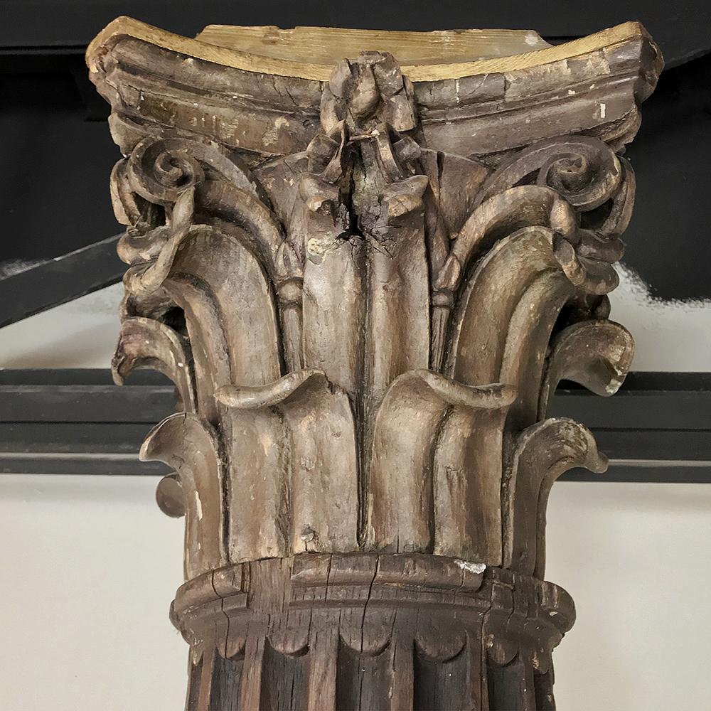 Walnut 17th Century Architectural Monumental Italian Corinthian Columns on Pedestals  For Sale