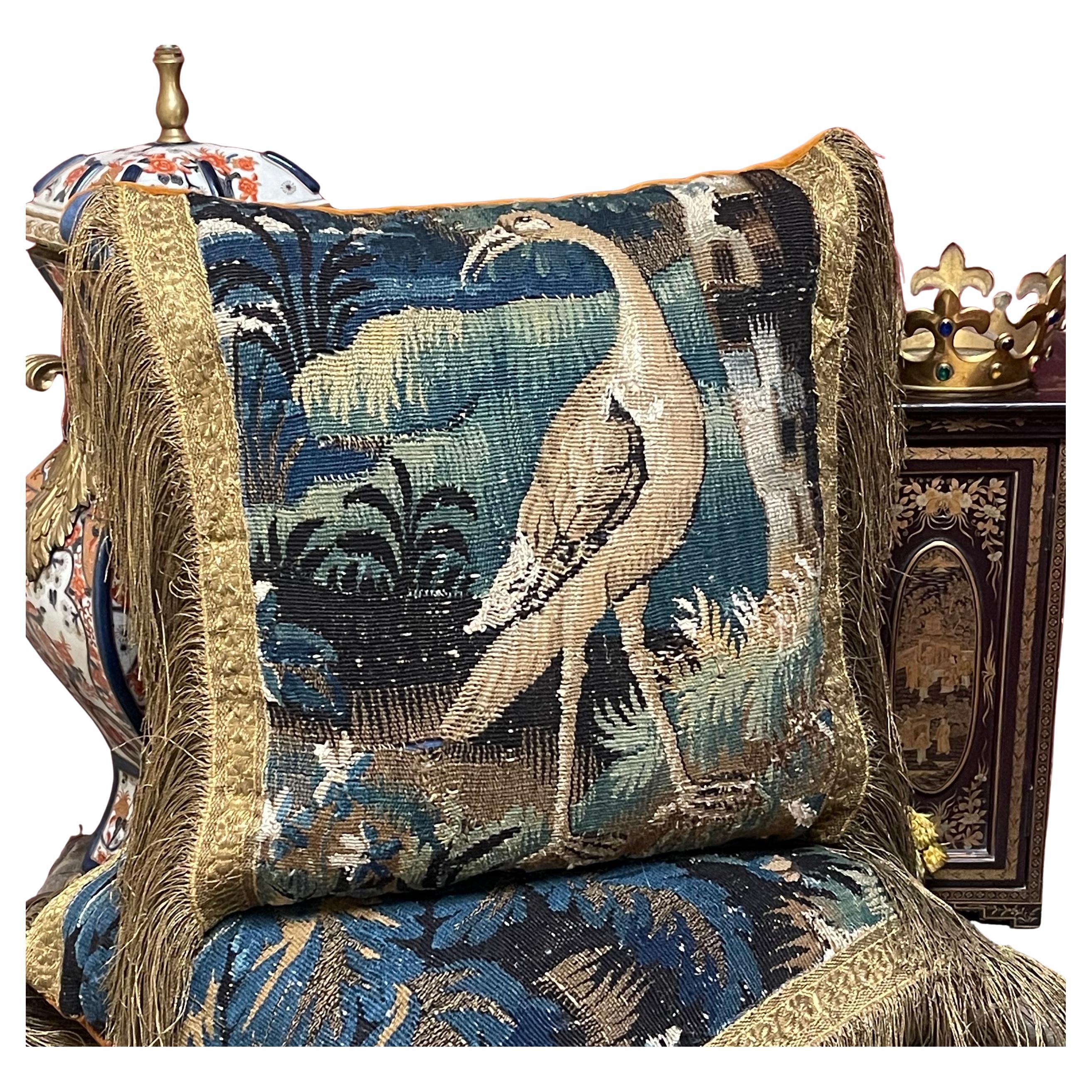 Almohada tapiz de Aubusson del siglo XVII