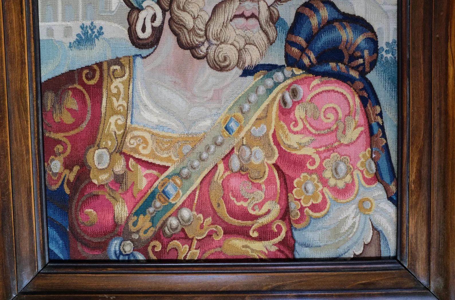 Aubusson-Wandteppichporträt aus dem 17. Jahrhundert im Zustand „Gut“ im Angebot in Canterbury, GB