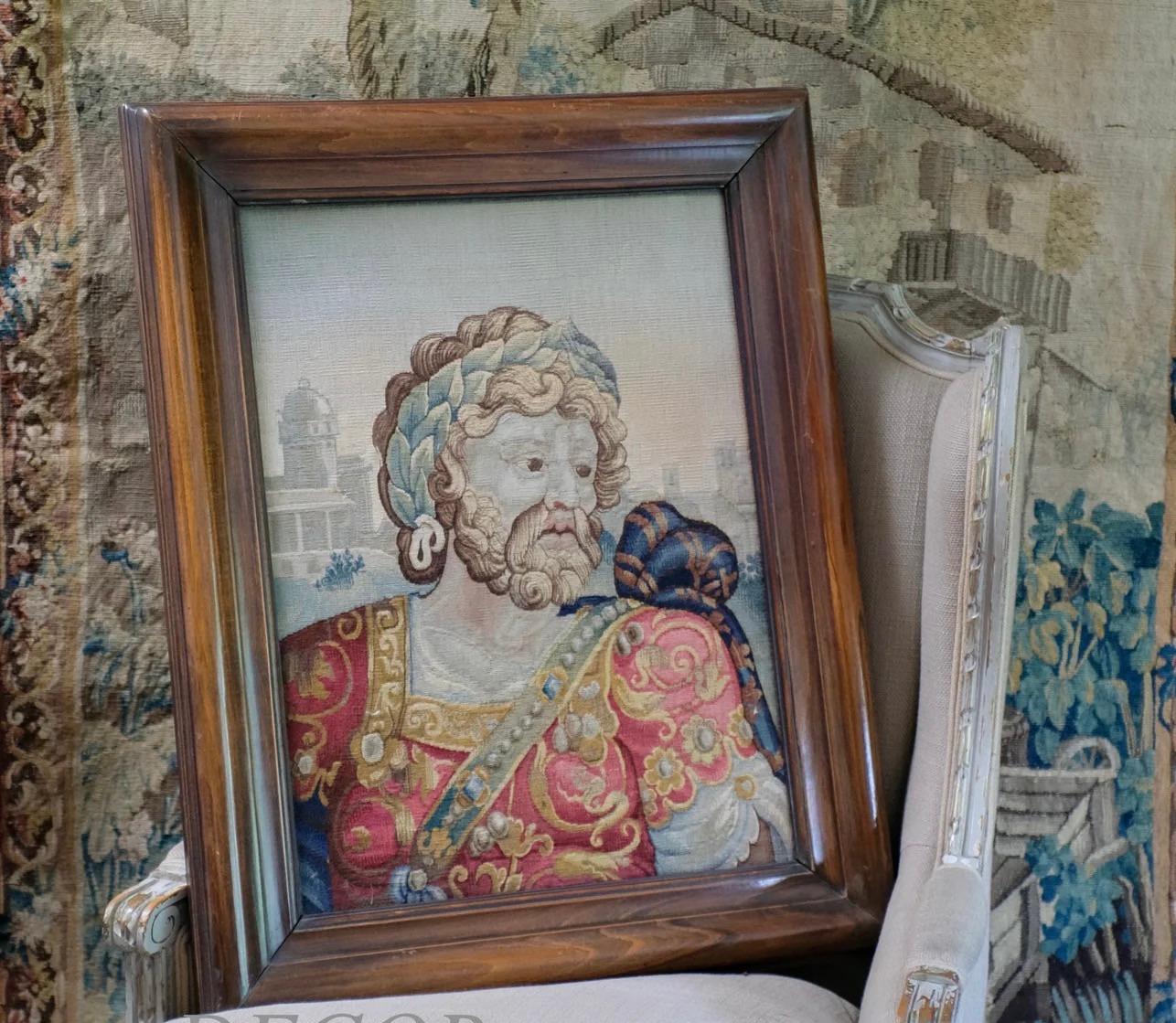 Wool 17th Century Aubusson Tapestry Portrait