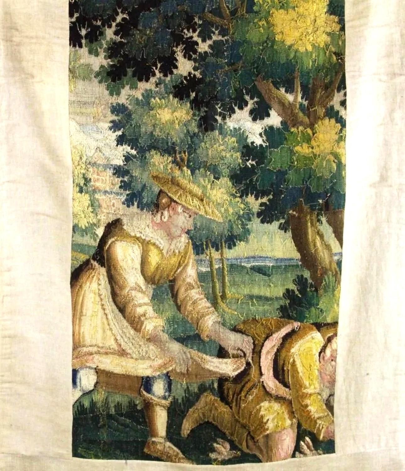 17th Century Aubusson Tapestry, Verdue Harvest Scene 3