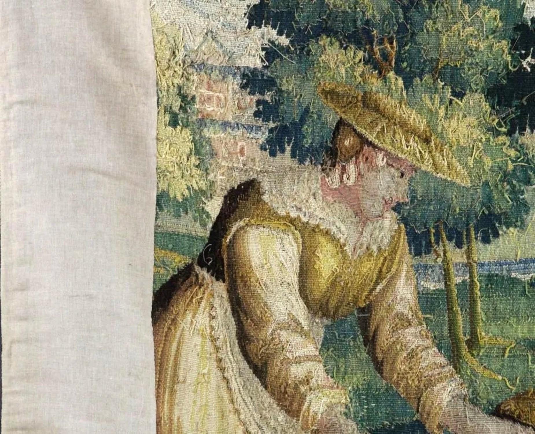 17th Century Aubusson Tapestry, Verdue Harvest Scene 4