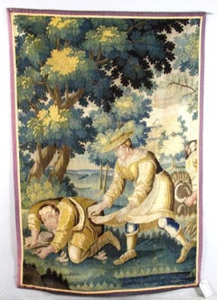 Aubusson-Wandteppich aus dem 17. Jahrhundert, Szene aus der Verdue-Ernte