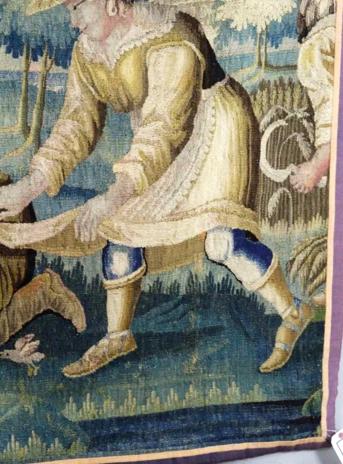 Wool 17th Century Aubusson Tapestry, Verdue Harvest Scene