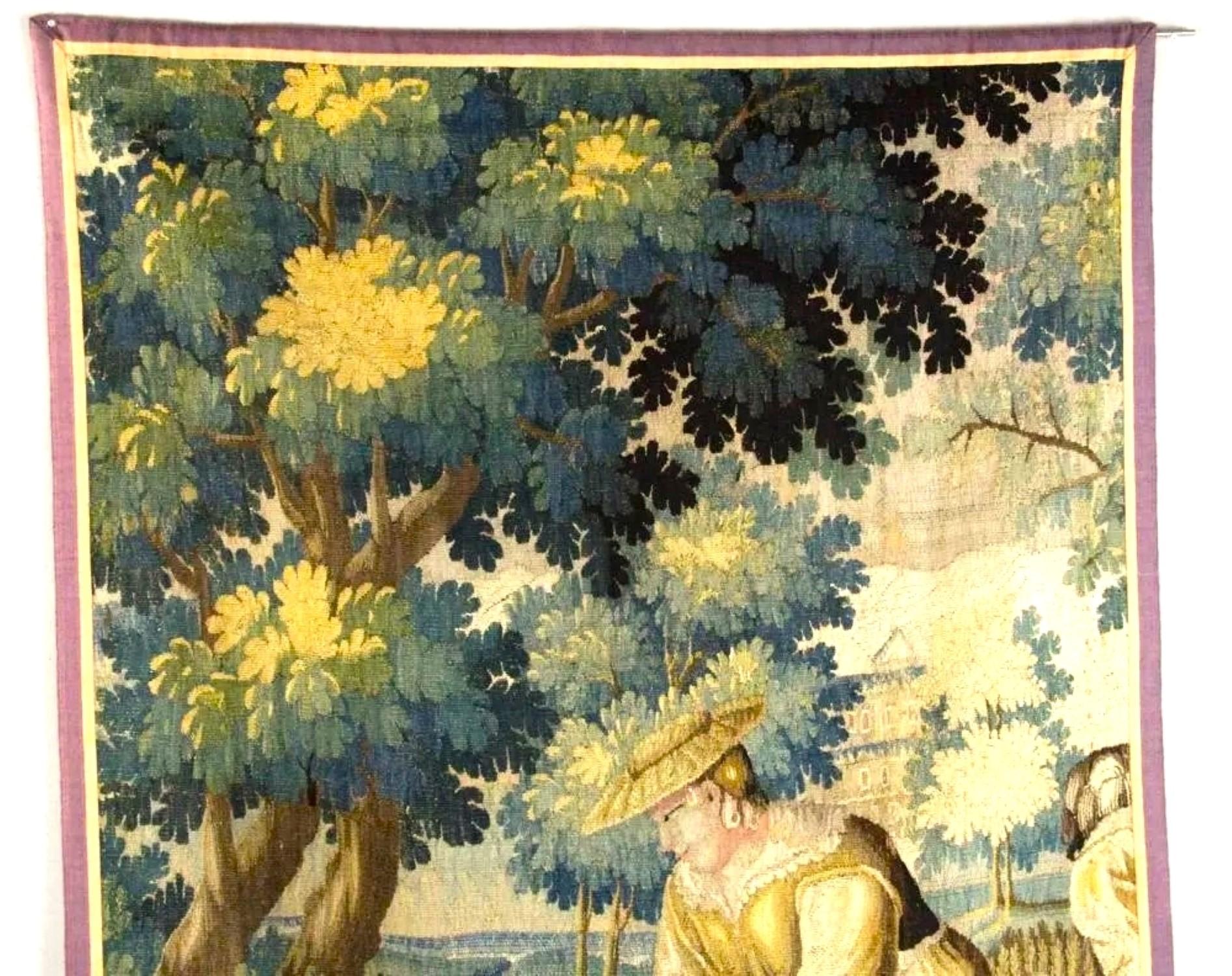 17th Century Aubusson Tapestry, Verdue Harvest Scene 2