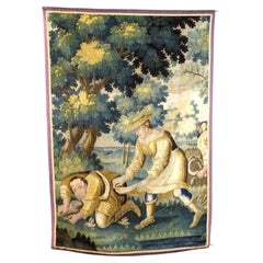 17th Century Aubusson Tapestry, Verdue Harvest Scene