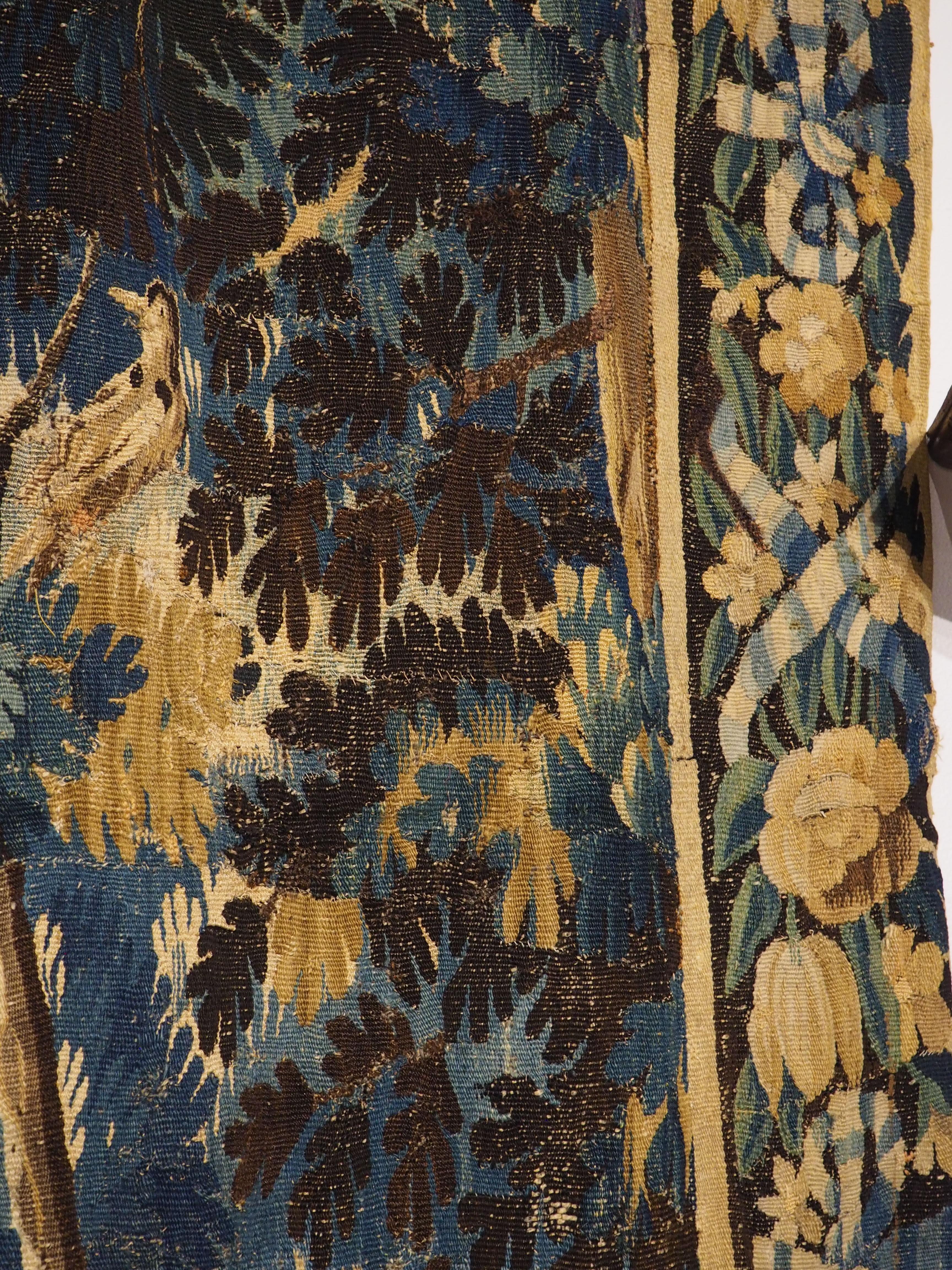 17th Century Aubusson Verdure Bleue Tapestry depicting The Grape Harvest For Sale 3