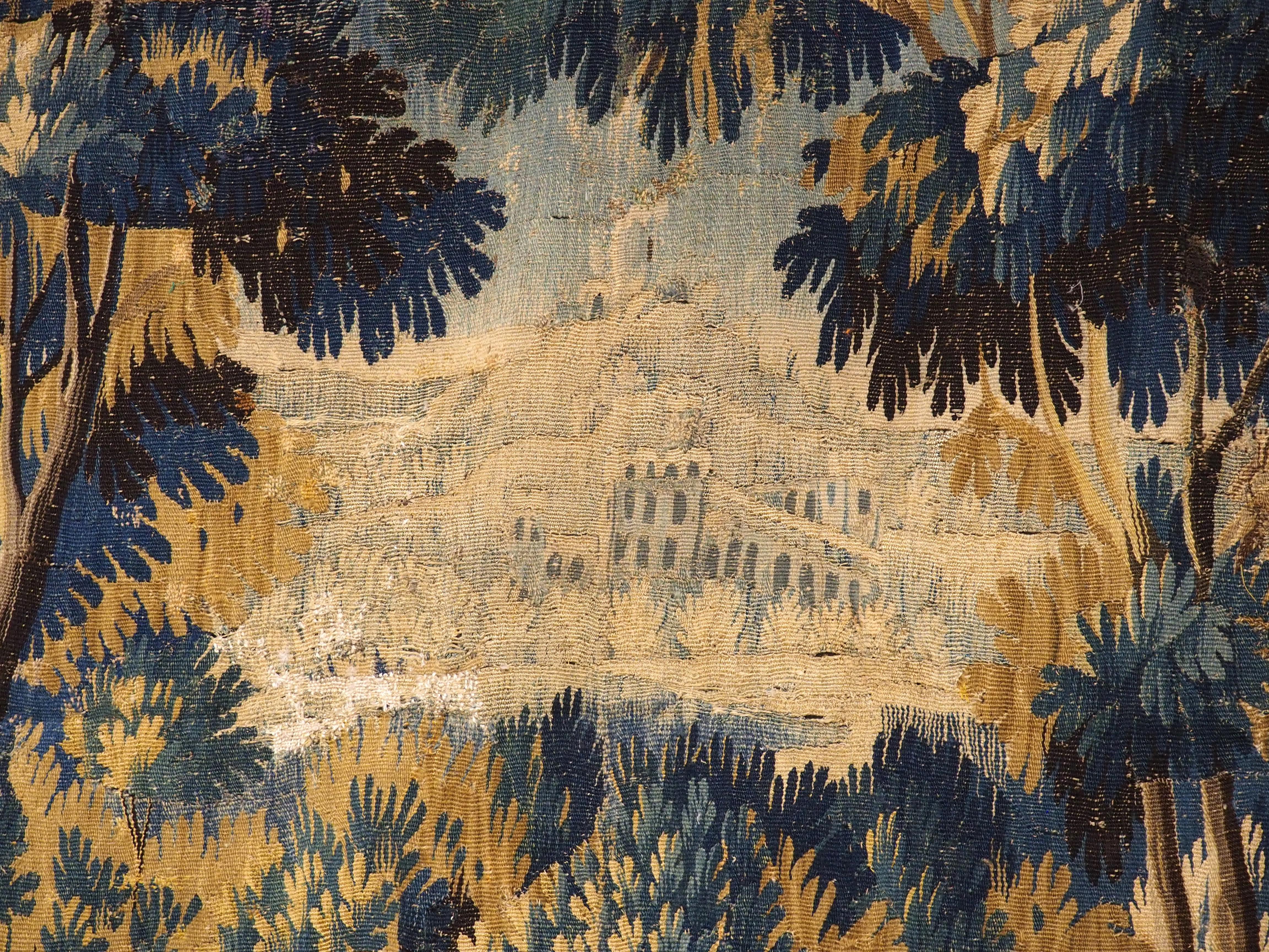 17th Century Aubusson Verdure Bleue Tapestry depicting The Grape Harvest For Sale 6