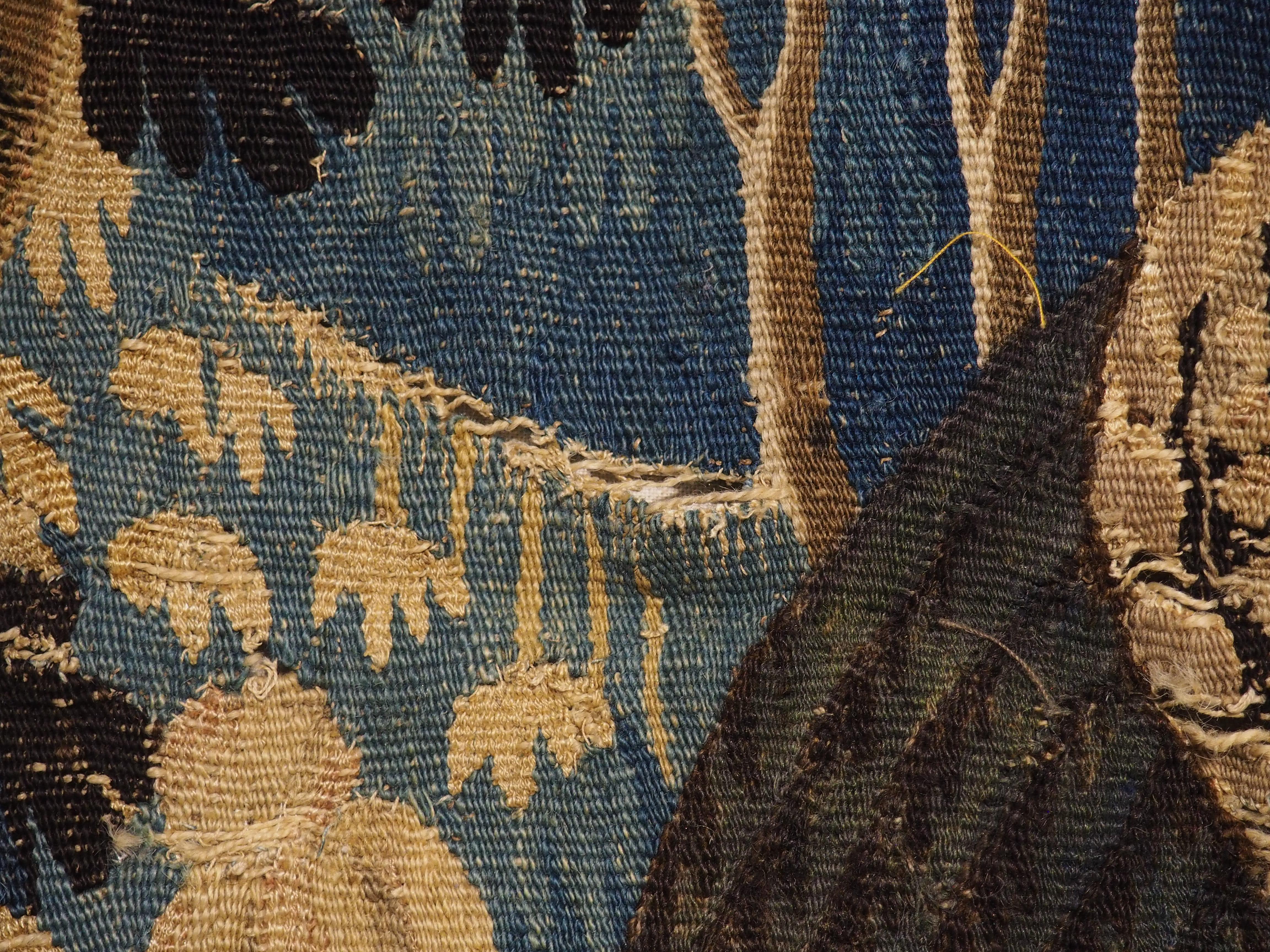 17th Century Aubusson Verdure Bleue Tapestry depicting The Grape Harvest In Good Condition For Sale In Dallas, TX
