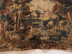 17th Century Aubusson Verdure Tapestry with Heavily Wooded Château Scene