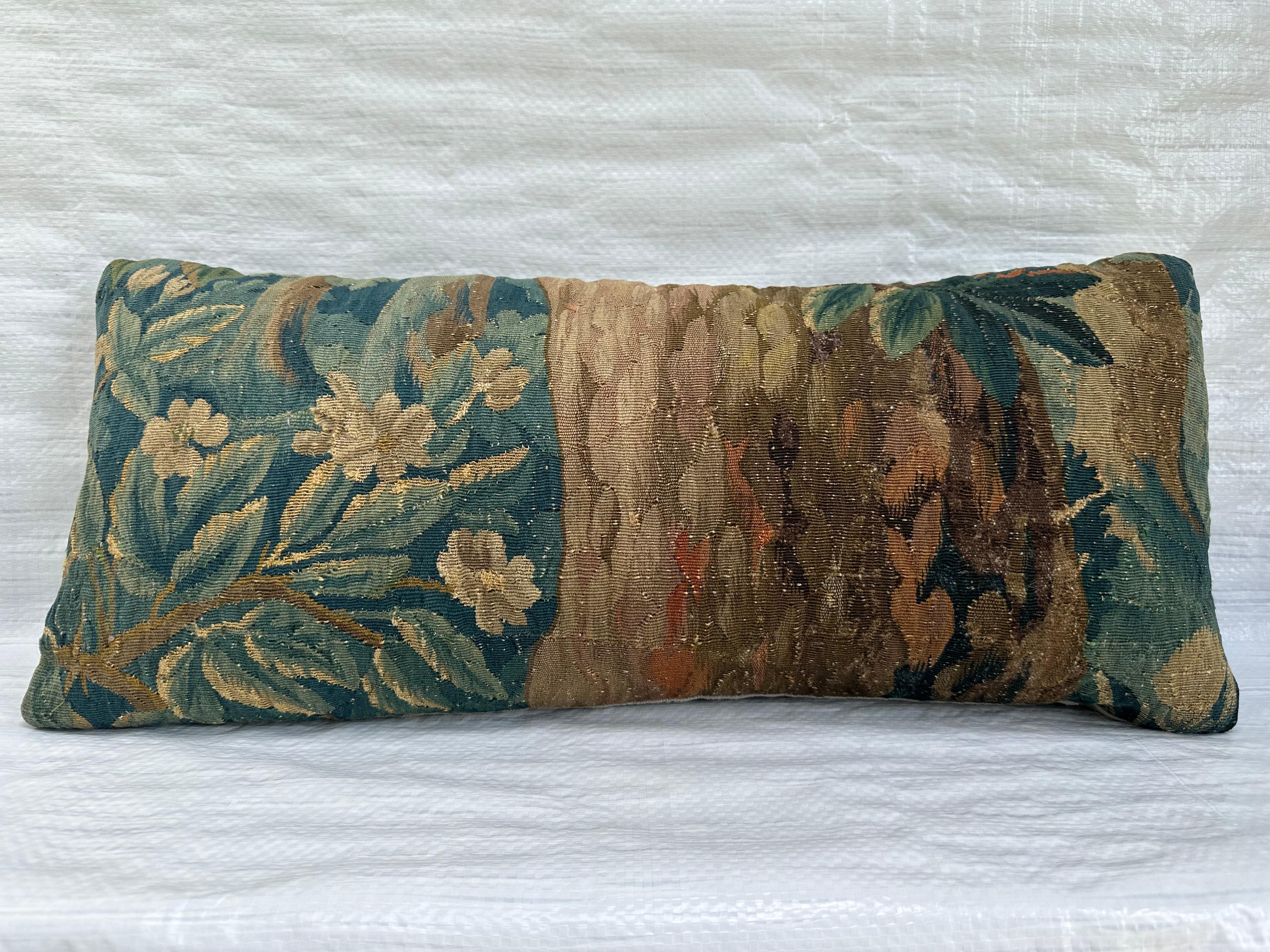 17th Century Authentic Brussels Tapestry Pillow In Good Condition For Sale In Los Angeles, US