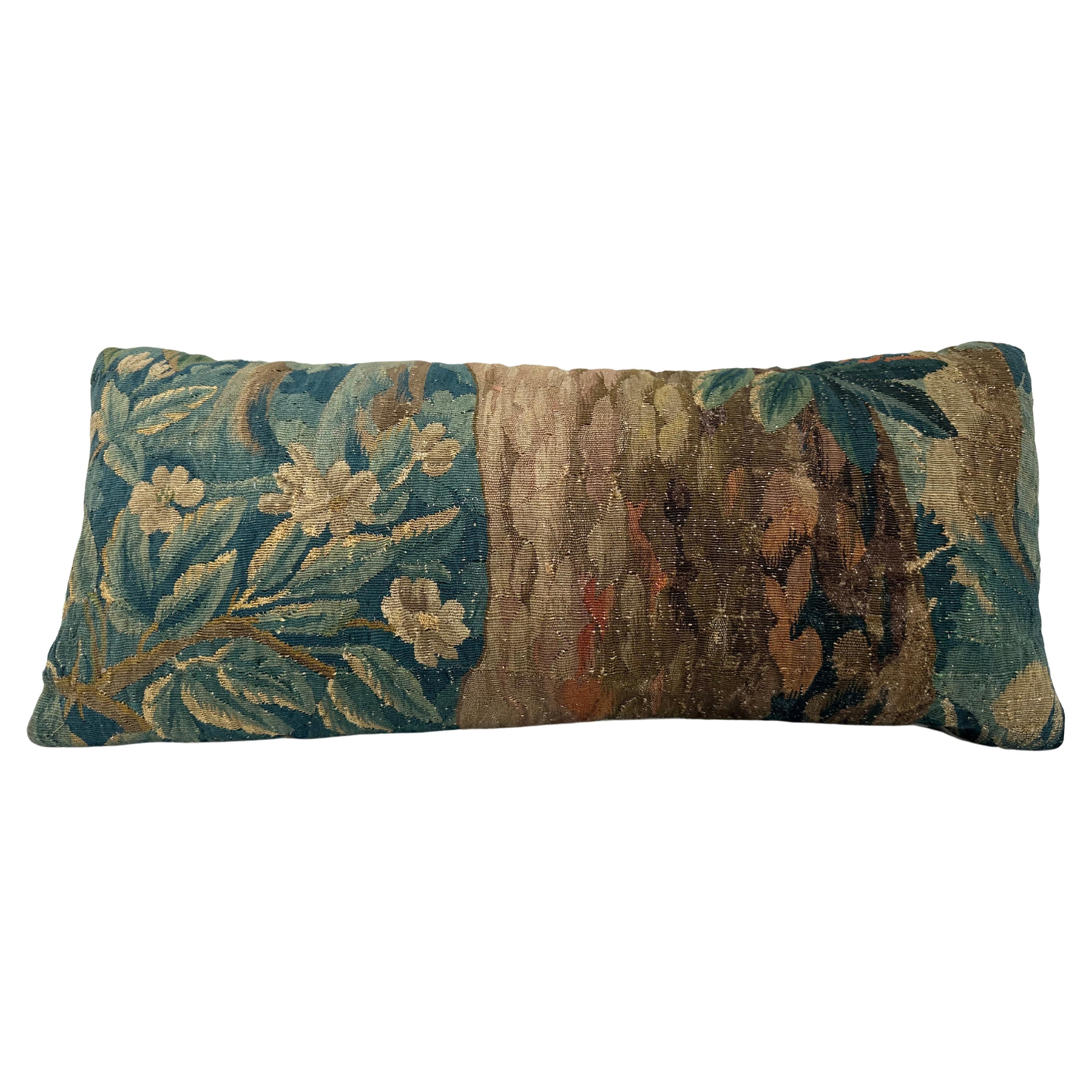 17th Century Authentic Brussels Tapestry Pillow For Sale