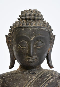 17th Century, Ayutthaya, Antique Thai Bronze Seated Buddha Statue