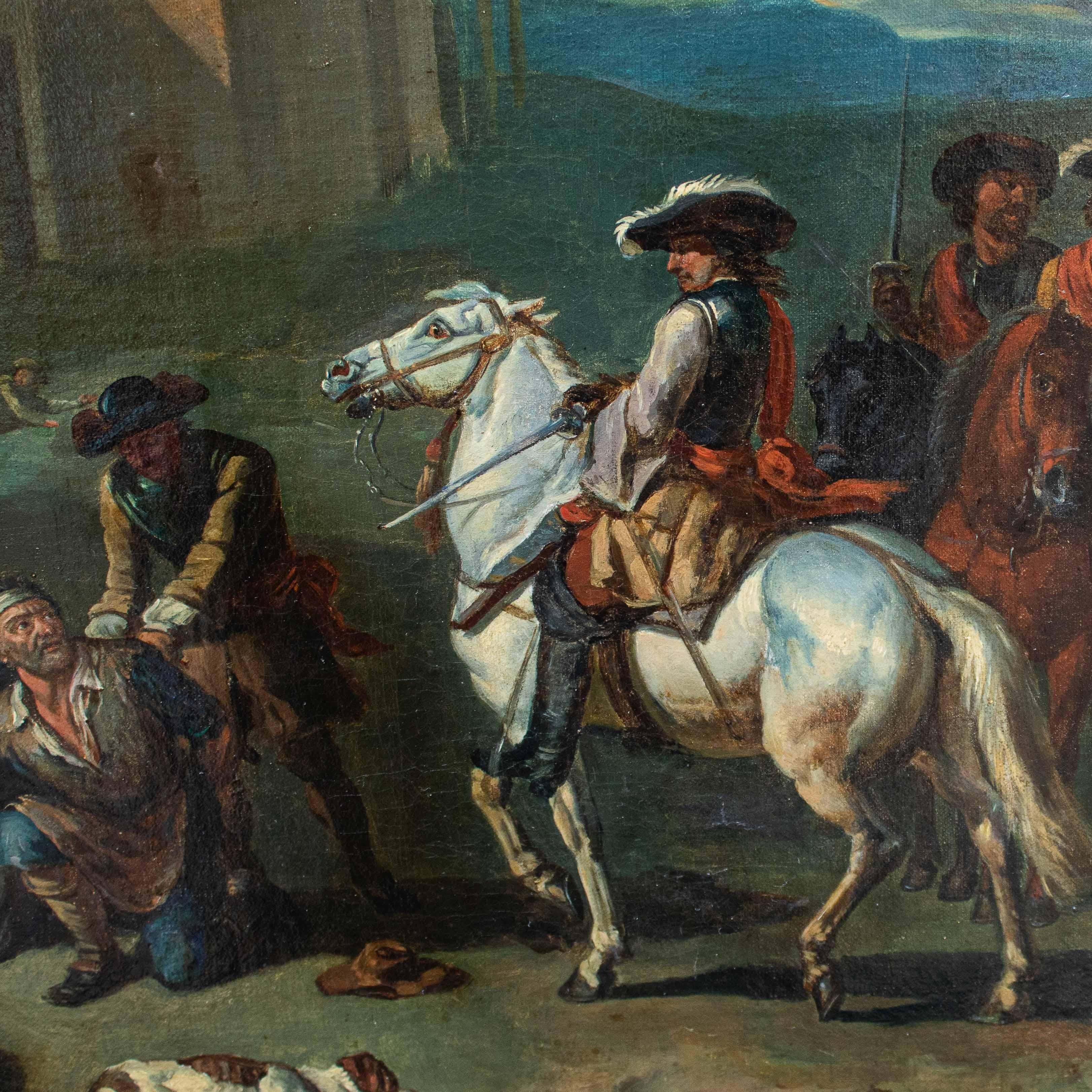 17th Century Bandity Scene Painting Oil on Canvas by Giovanni Reder For ...