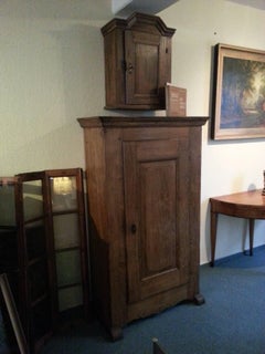 17th Century Barock Solid Oak Wood Bread Cabinet with Skid Base