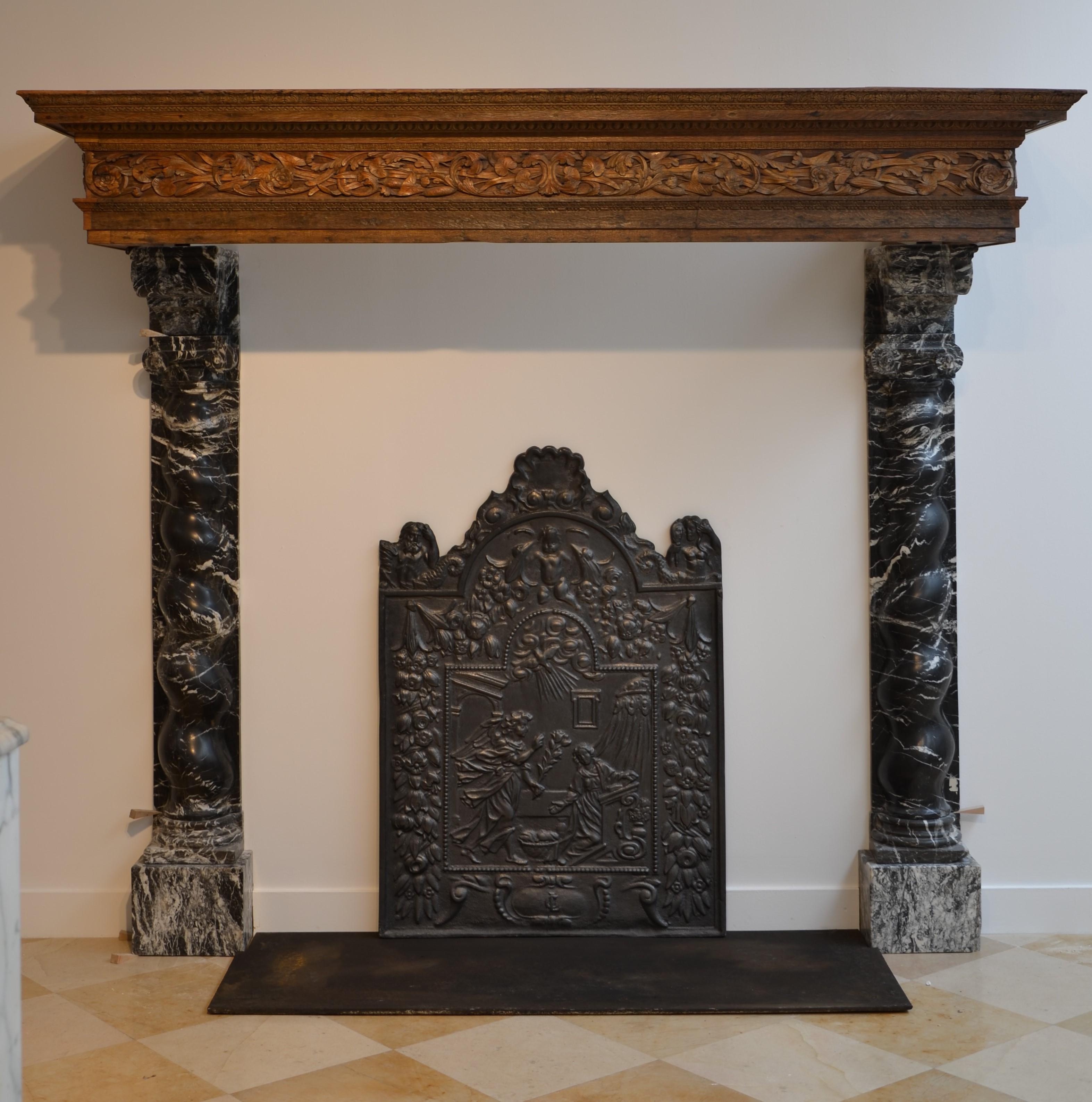 18th Century and Earlier Unique 17th Century Baroque Dutch Fireplace For Sale