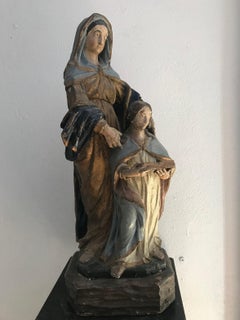 17th century Baroque Ploychrome statue of Madonna and child